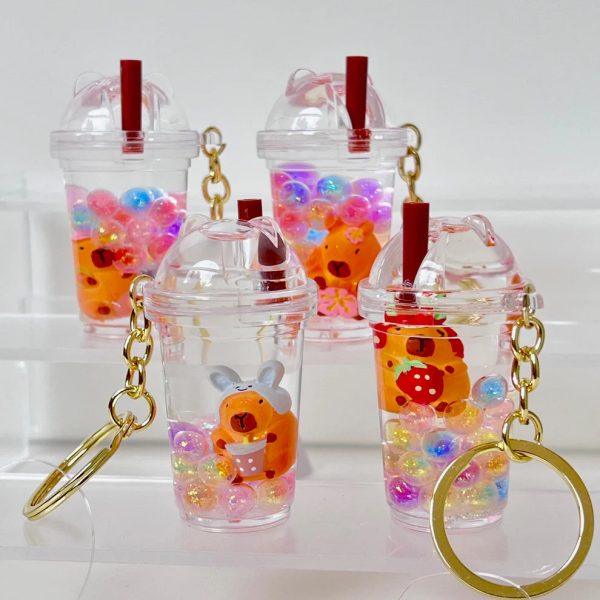 Capybara Boba Floaty Keychain Supply